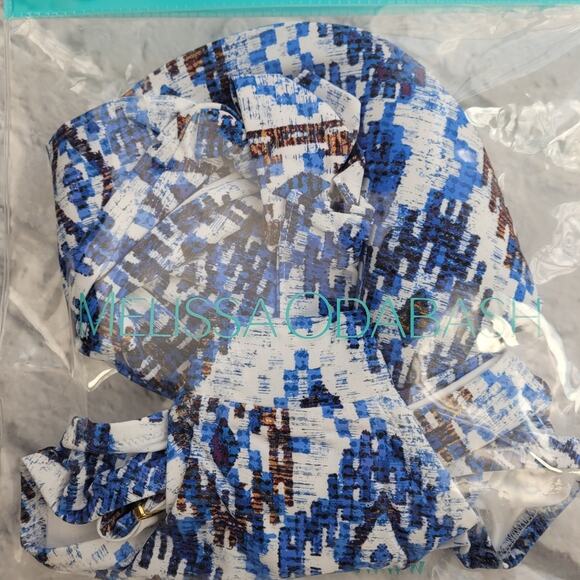 Melissa Odabash Martinique Blue Print Bandeau Bikini size Large - Picture 12 of 13